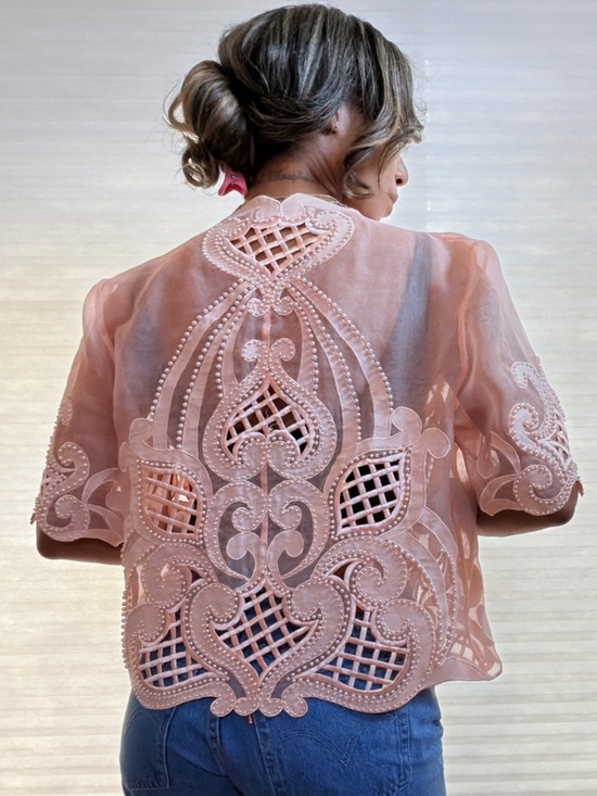 Vintage Jackets & Blazers - Vintage Orlando Rossi Sheer Beaded Organza Jacket